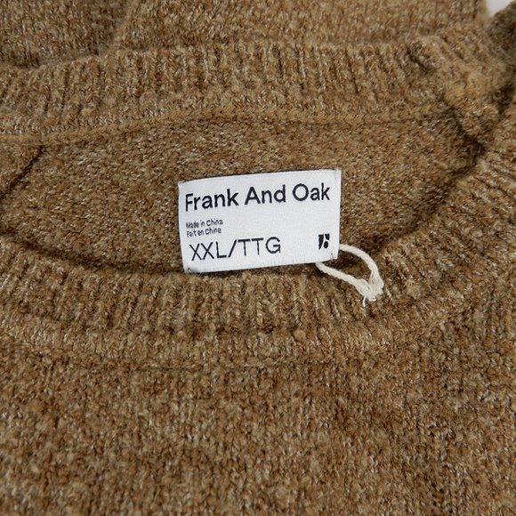 FRANK AND OAK Mens The Boucle Knit Crewneck SWEATER Size XXL Kelp Brown NEW - Picture 5 of 9